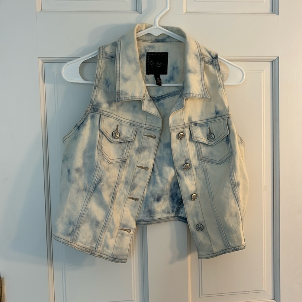 Cropped jean vest